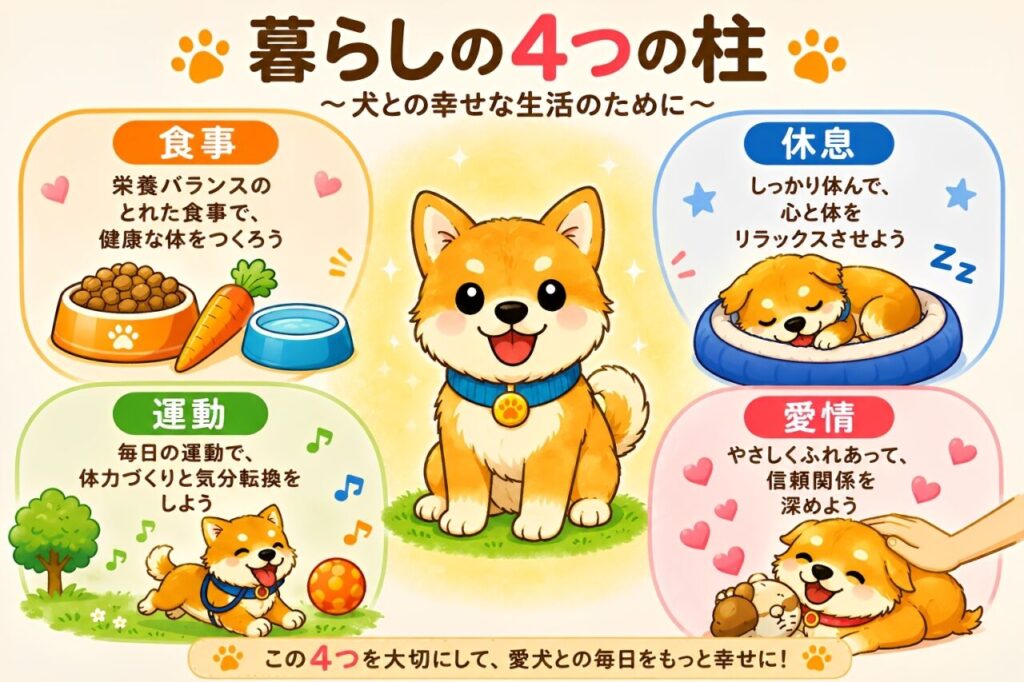 犬の食事の基本を説明するイラスト
